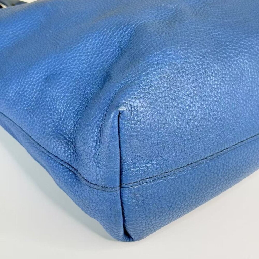 Prada Blue Leathe Convertible Shopper Tote - Picture 6 of 11